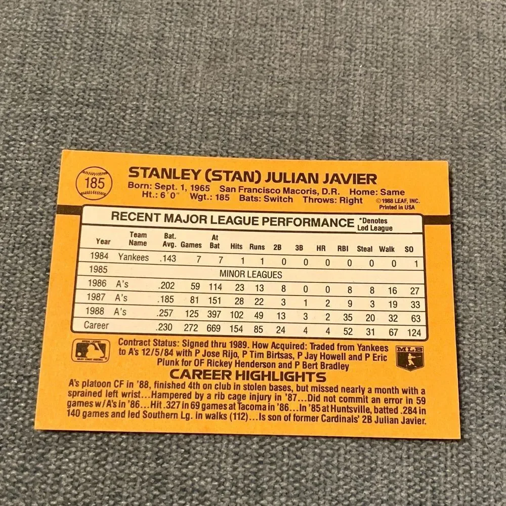 1989 Donruss Oakland A's Baseball Card Trading Card